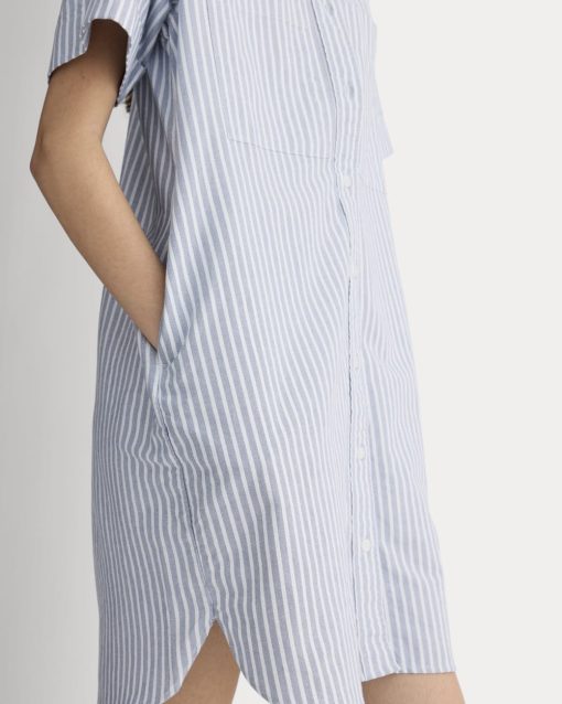 Alternative view of The Oxford Short-Sleeve Shirt Dress | Bone / Mazarine Blue