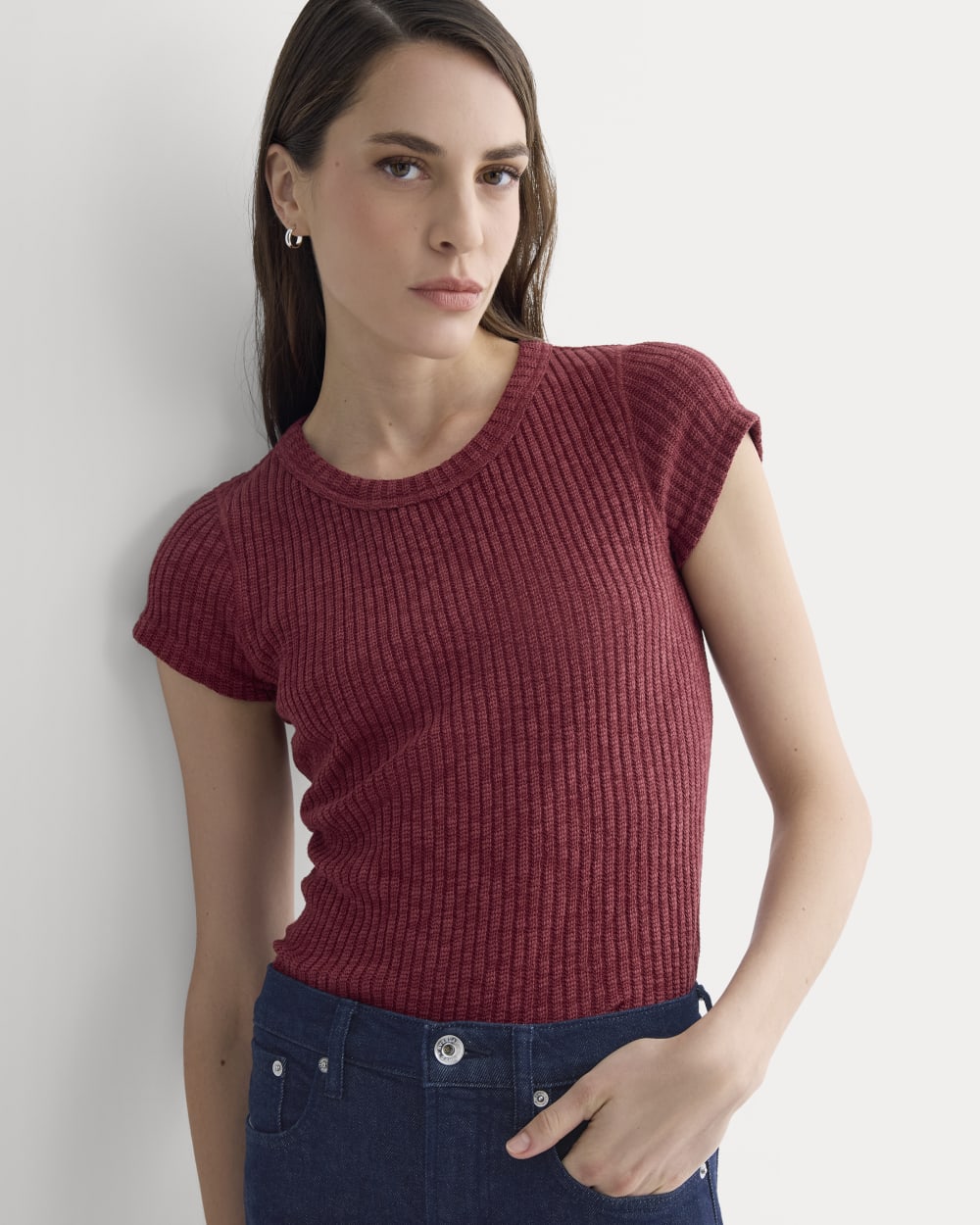 The Cozy Rib Tee | Pomegranate