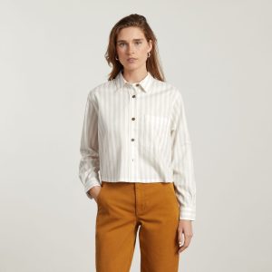 Alternative view of The Way-Short Shirt in Silky Cotton | Sand / White