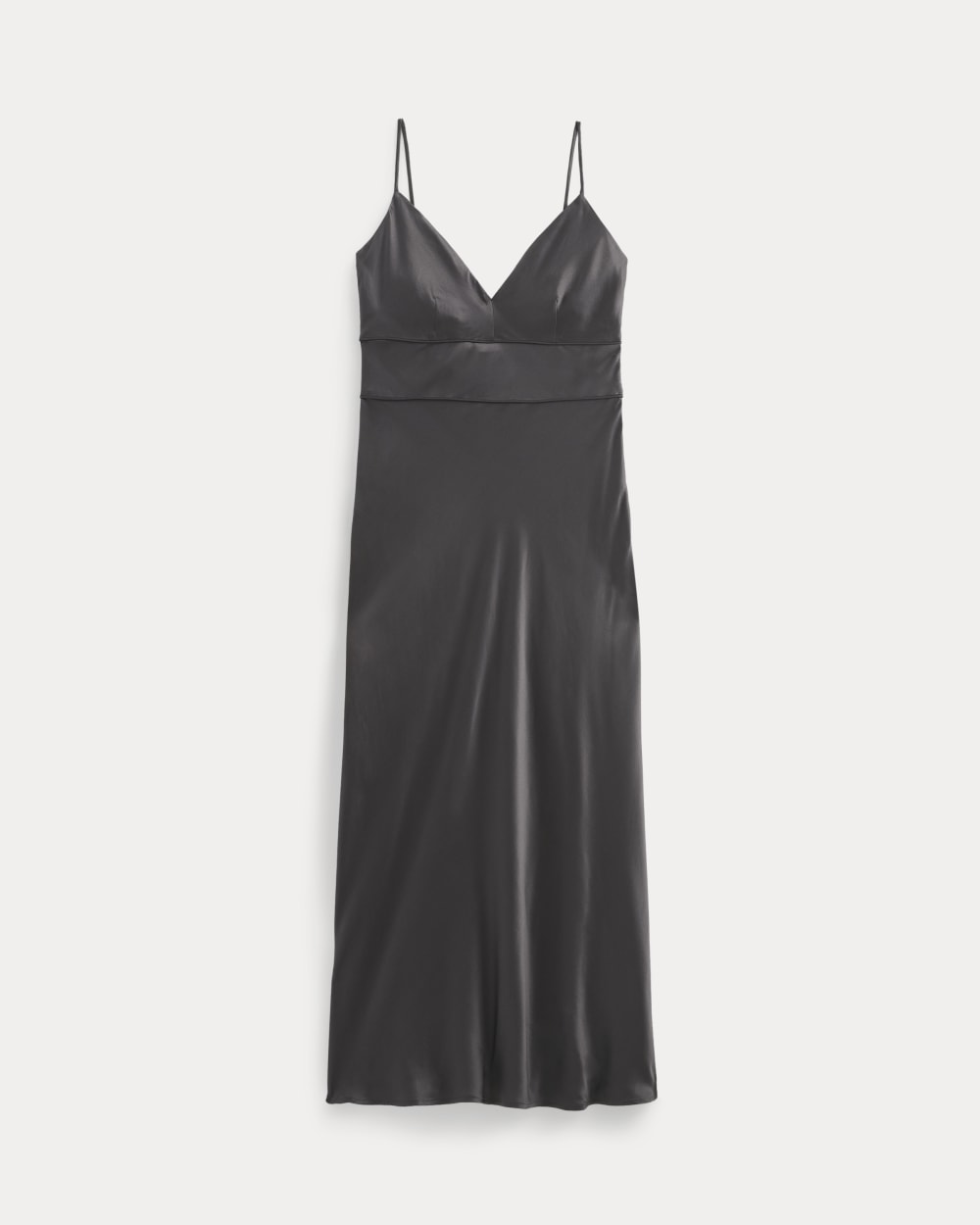 Bias Cut Slip Dress in Silk Charmeuse | Graphite - Image 2