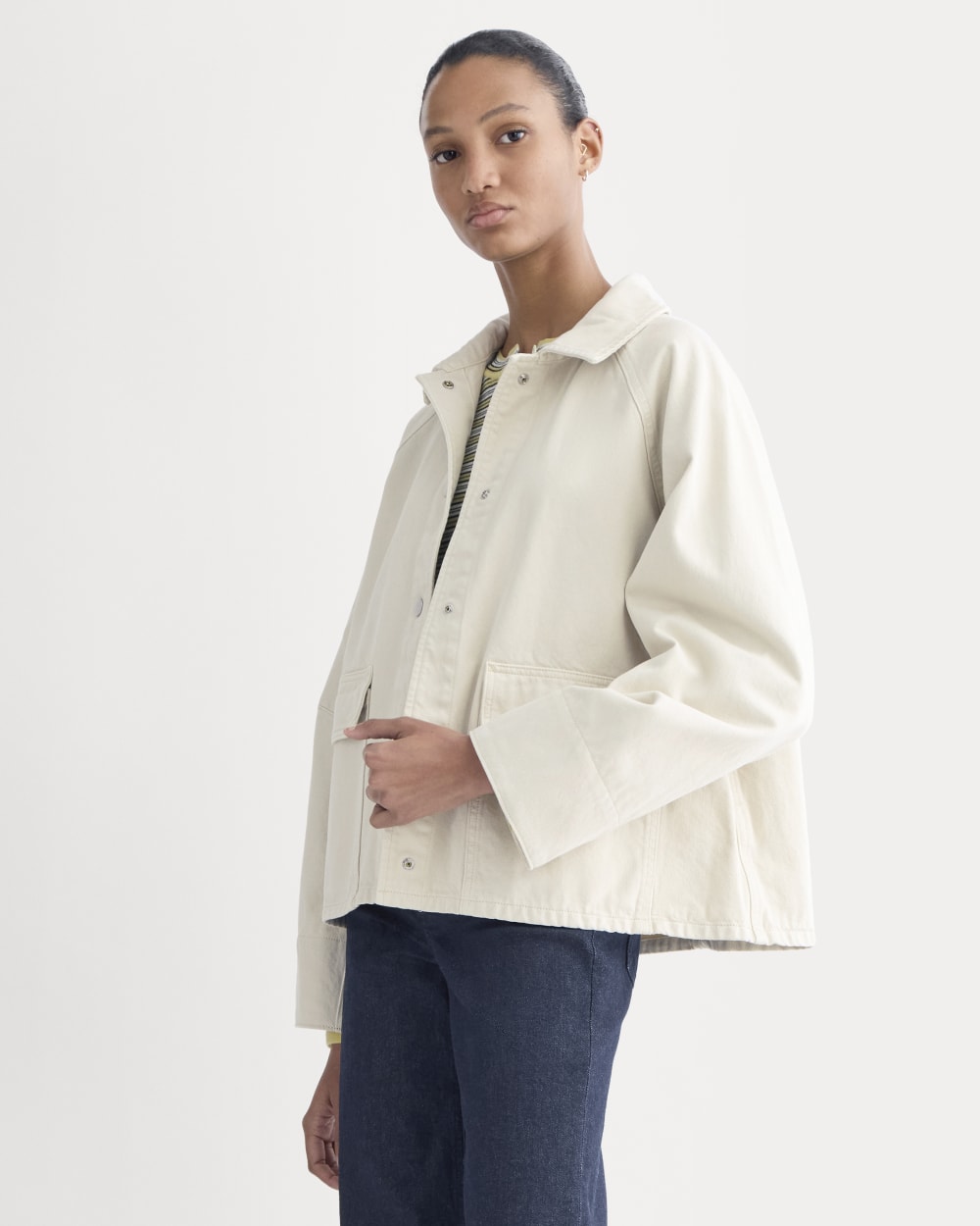 Cropped Denim Jacket | Garment-Dyed Sand - Image 3