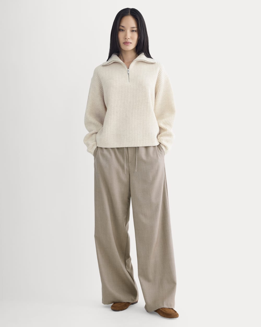 The Half-Zip Sweater in Luxe Merino | Heathered Oat - Image 5