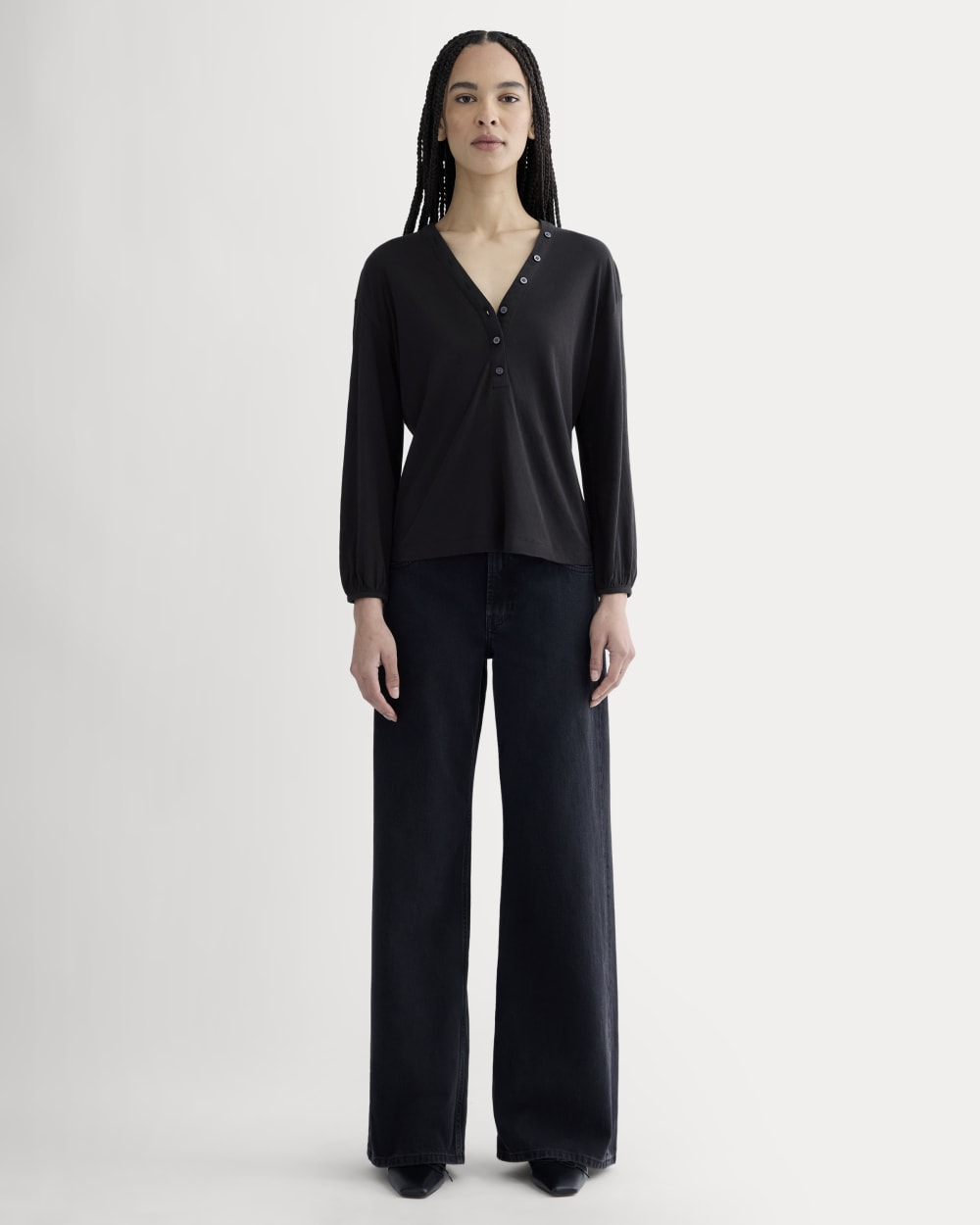 The Air V-Neck Henley | Black - Image 3