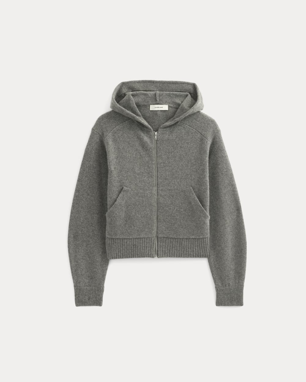 Full-Zip Hoodie in Wool Cashmere | Heather Charcoal - Image 2