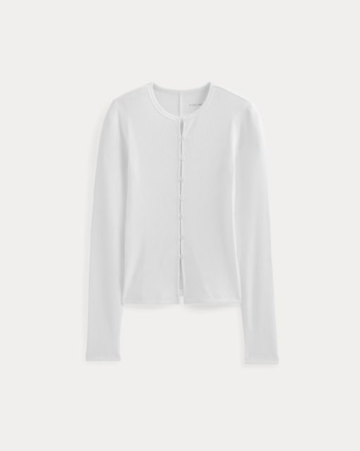 Alternative view of Luxe Rib Button-Up Top | White