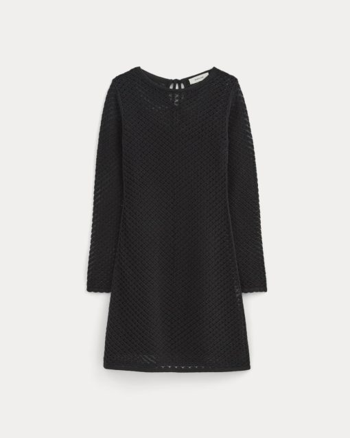 Alternative view of The Lace Knit Mini Dress | Black