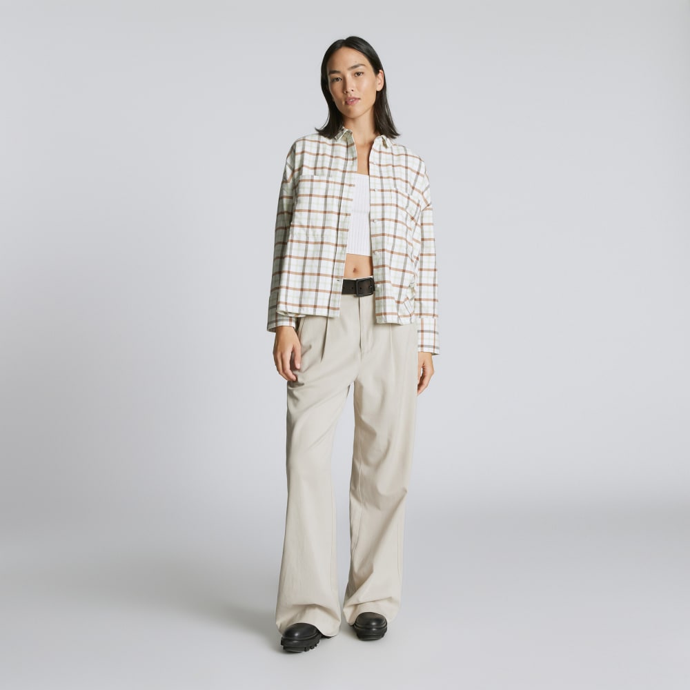The Boxy Flannel | Seafoam / Tobacco Brown Plaid - Image 6