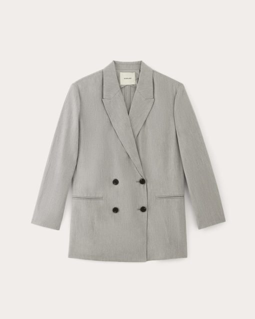 Alternative view of The Double-Breasted Blazer in Buttersmooth | Heather Steel
