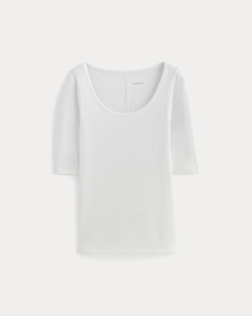 The Luxe Rib Scoop-Neck Tee | White - Image 2