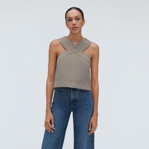 Alternative view of The Cross-Front Apron Top | Clay