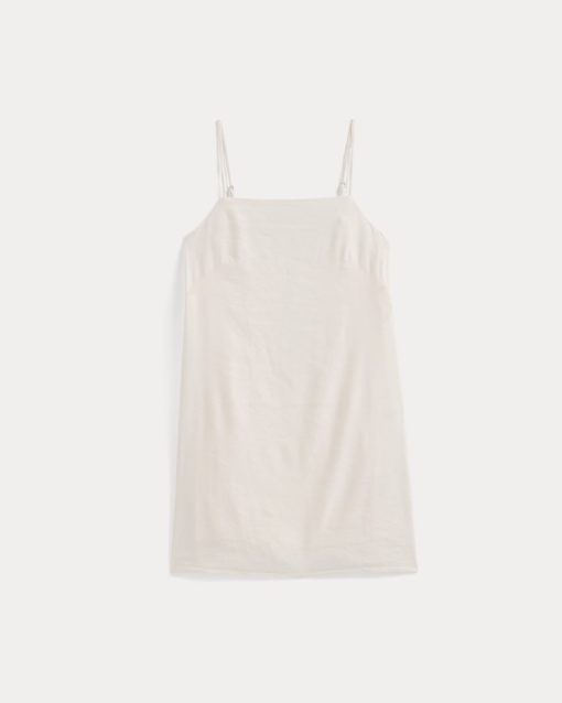 Alternative view of Mini Shift Dress in Stretch Linen | Bone