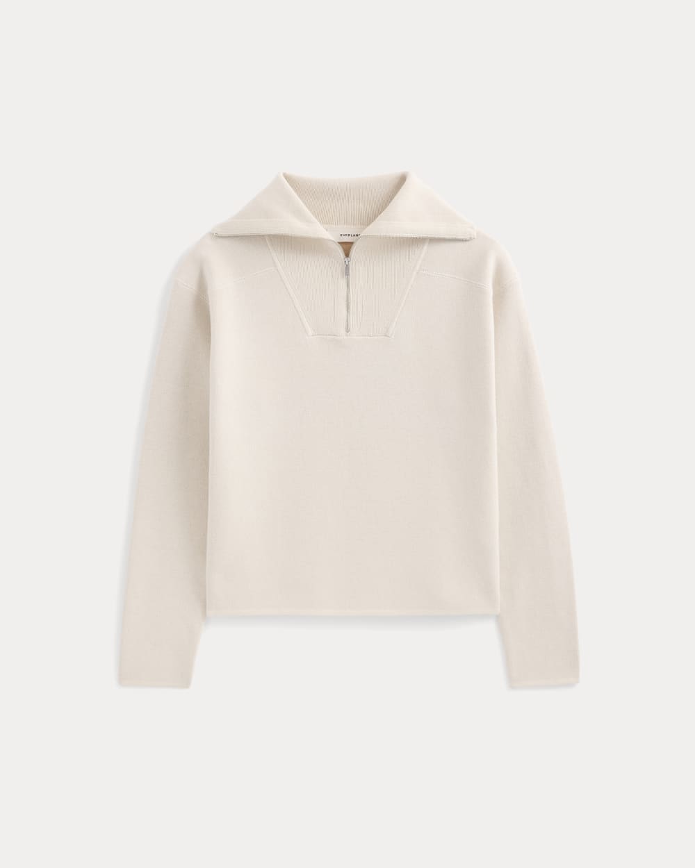 Double Knit Half-Zip in Cotton Merino | Bone/Cream/Sand/Light Camel - Image 2