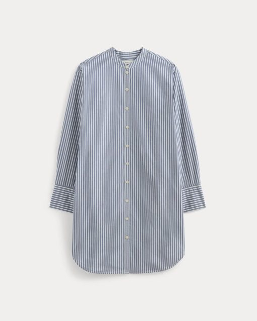 Alternative view of The Relaxed Shirt Dress in Ultrasoft Cotton | Bone / Mazarine Blue
