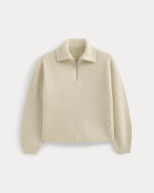 Alternative view of The Half-Zip Sweater in Luxe Merino | Heathered Oat
