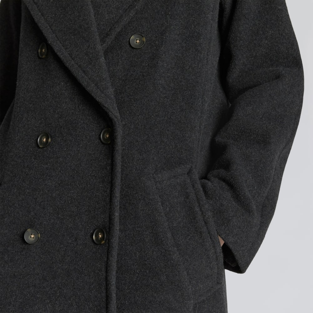 The Italian ReWool® Long Peacoat | Heathered Black - Image 5