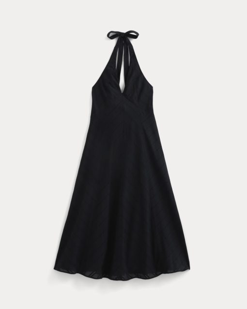 Alternative view of Textured Halter Midi Dress | Black