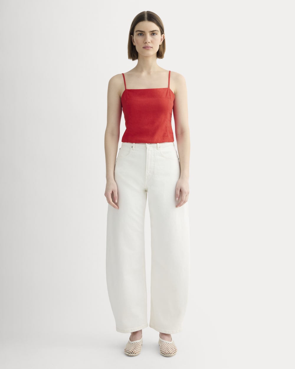 The Seamed Top in Stretch Linen | Classic Red - Image 3