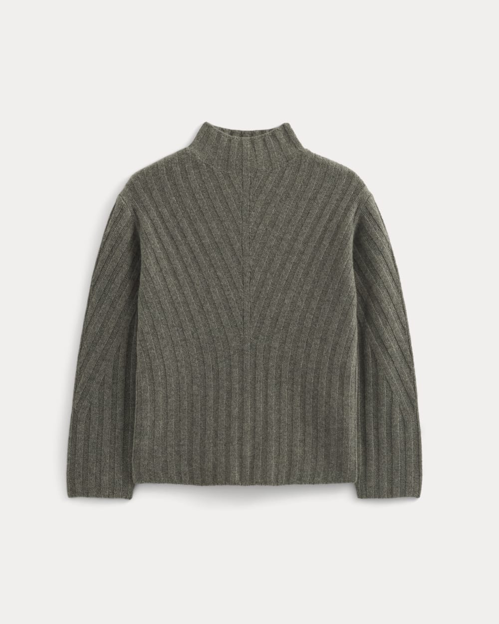 Funnel-Neck Sweater in Wool Cashmere | Heather Charcoal - Image 2