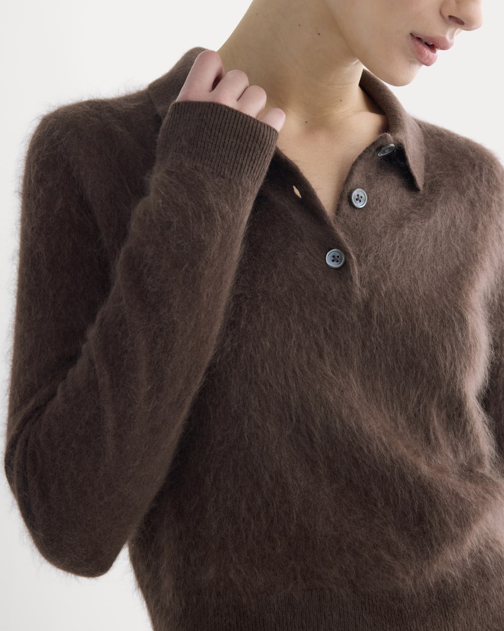 Lush Cashmere Cropped Polo Sweater | Raven - Image 4