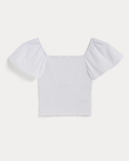 Alternative view of The Gauze Smocked Top | White