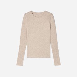 Alternative view of The Luxe Rib Long-Sleeve Crew | Heathered Meringue