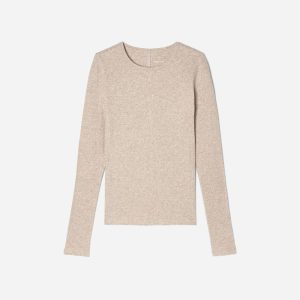 Alternative view of The Luxe Rib Long-Sleeve Crew | Heathered Meringue