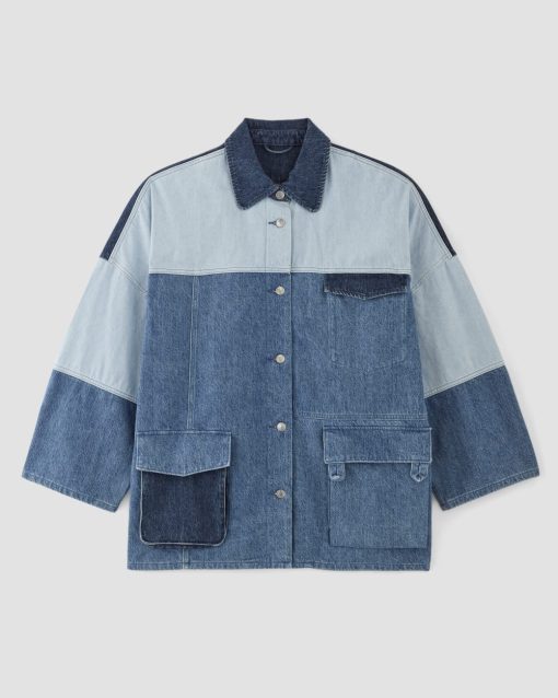 Alternative view of The Everlane x Marques' Almeida Denim Patchwork Jacket | Diamond Blue