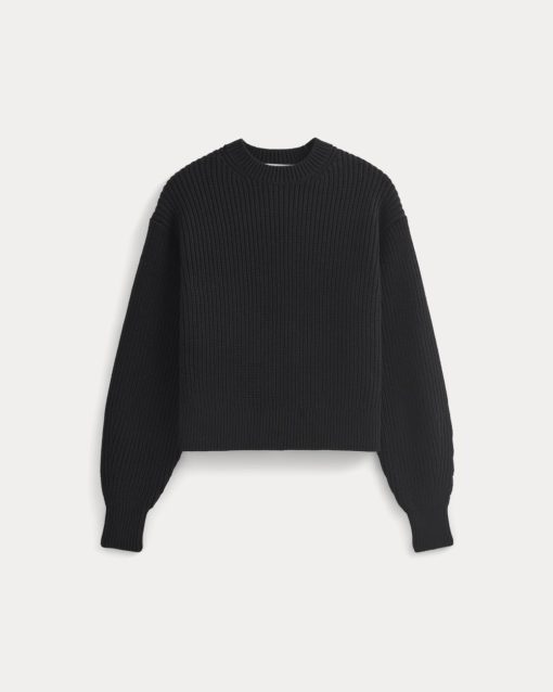 Alternative view of Cropped Ribbed Crew in Everyday Cotton | Black