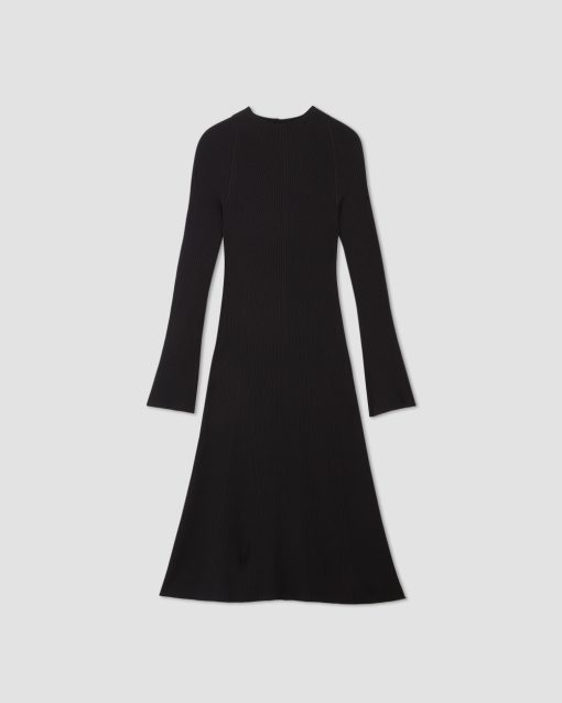 Alternative view of The Ribbed Mock Neck Midi Dress | Black