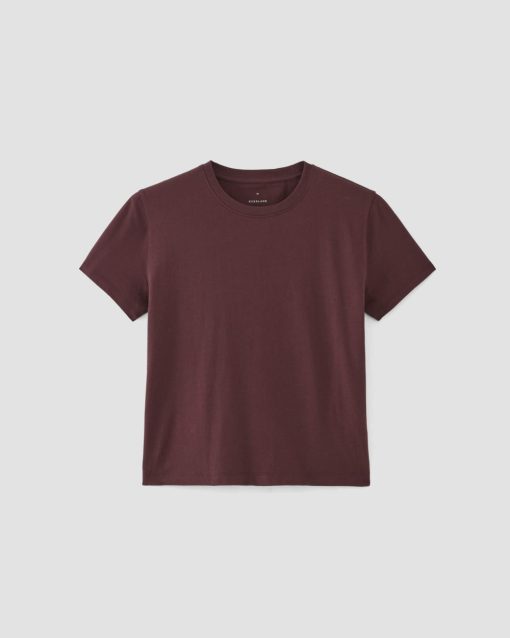 Alternative view of The Box-Cut Tee in Essential Cotton | Burgundy | No Pocket