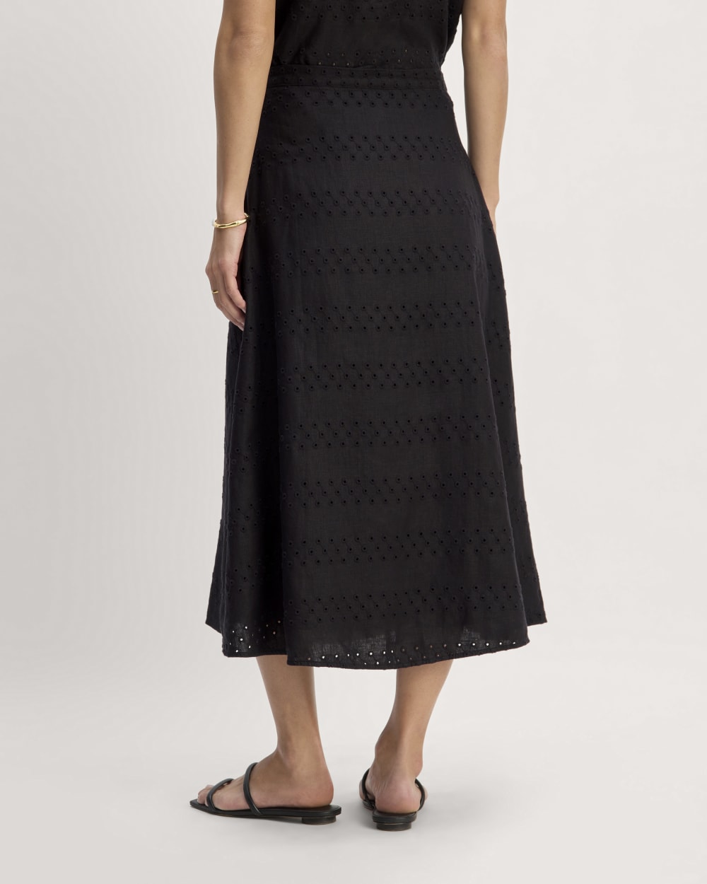 The Linen Eyelet Midi Skirt | Black Eyelet - Image 6