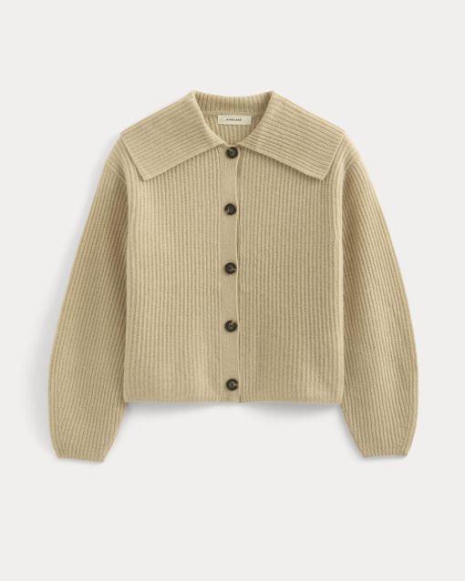 Alternative view of Fisherman Cardigan in Wool Cashmere | Heather Light Camel