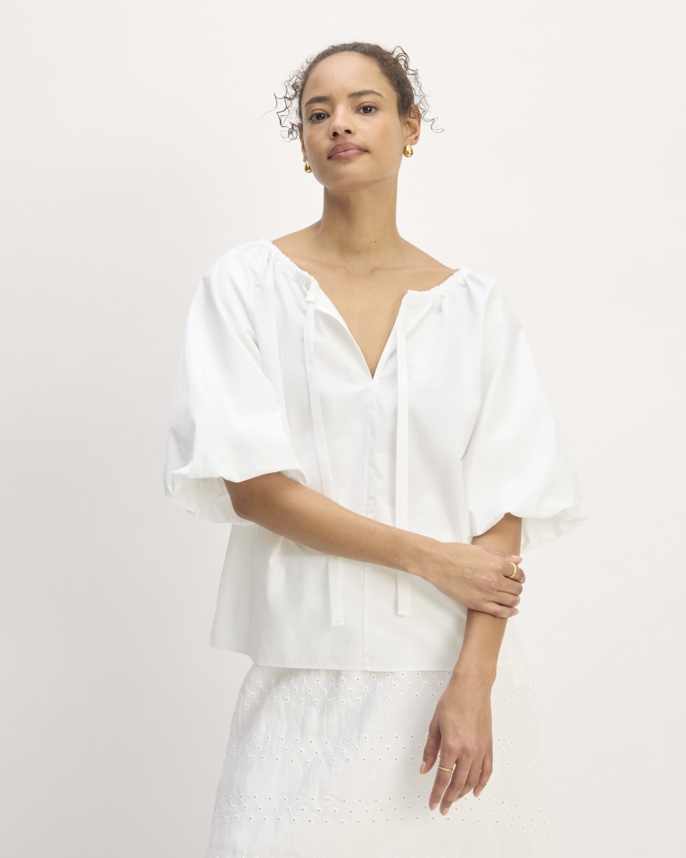 The Supima® Puff-Sleeve Top | White - Image 4