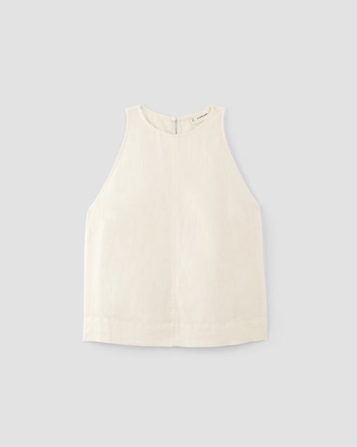 Alternative view of The Linen High-Neck Tank | Bone
