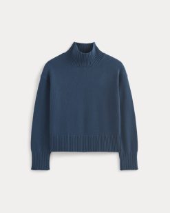 Alternative view of The Boxy Turtleneck in Everyday Cotton | Deep Lazuli Blue