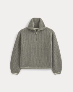 Alternative view of The Half-Zip Sweater in Luxe Merino |  Heathered Grey
