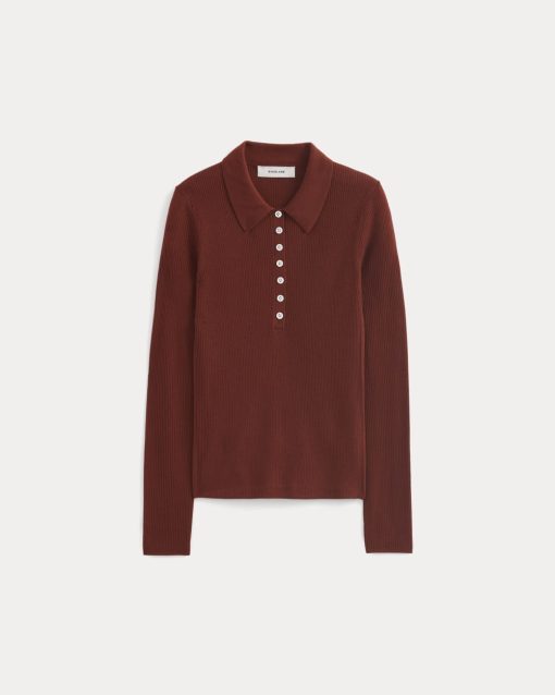 Alternative view of The Polo in Ultrasoft Merino | Merlot