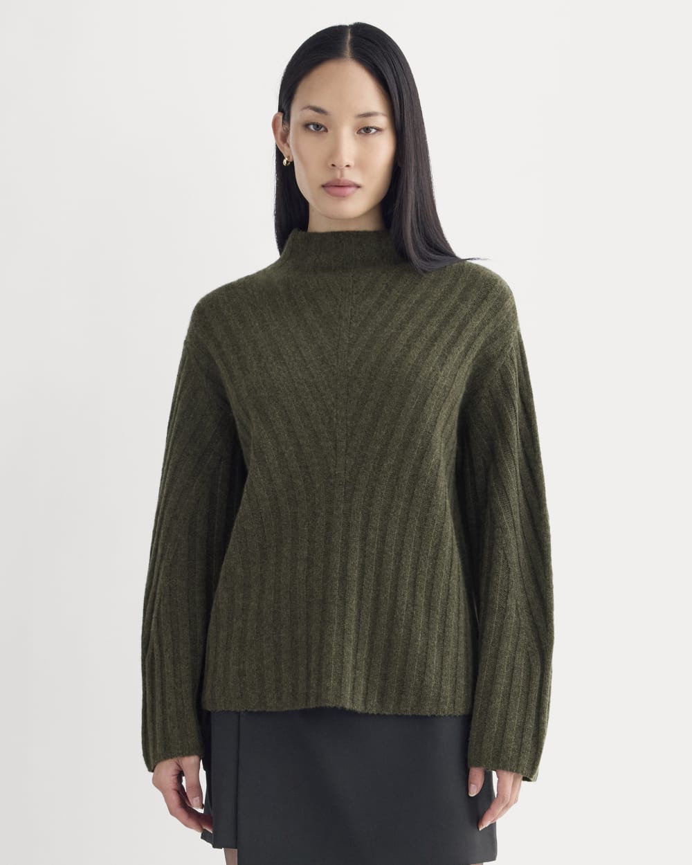 Funnel-Neck Sweater in Wool Cashmere | Heather Beech - Image 3