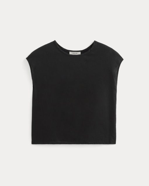 Alternative view of The Muscle Top in Linen | Black