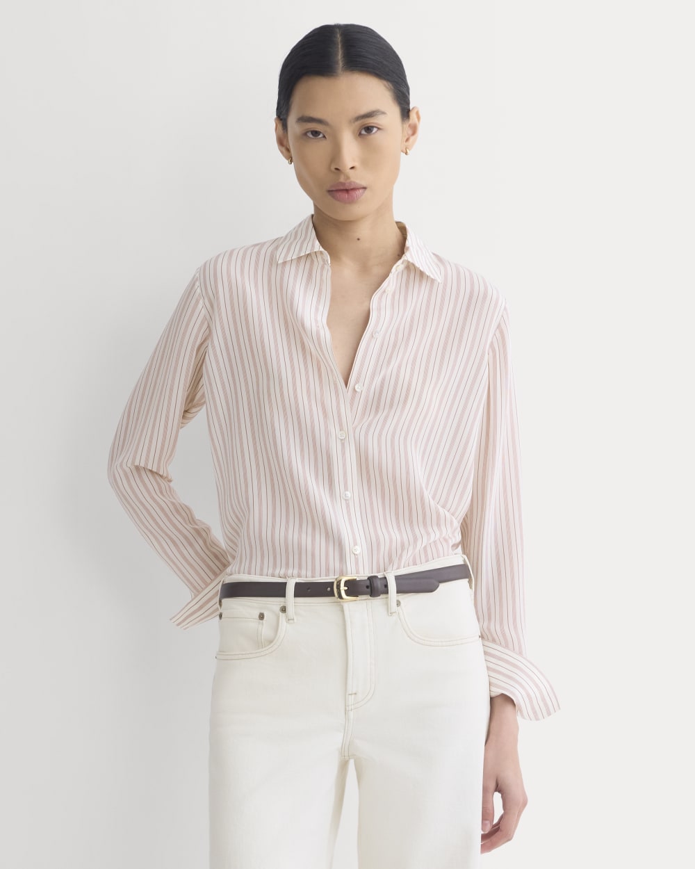 The Must-Have Shirt in Washable Silk | Bone / Rose - Image 4