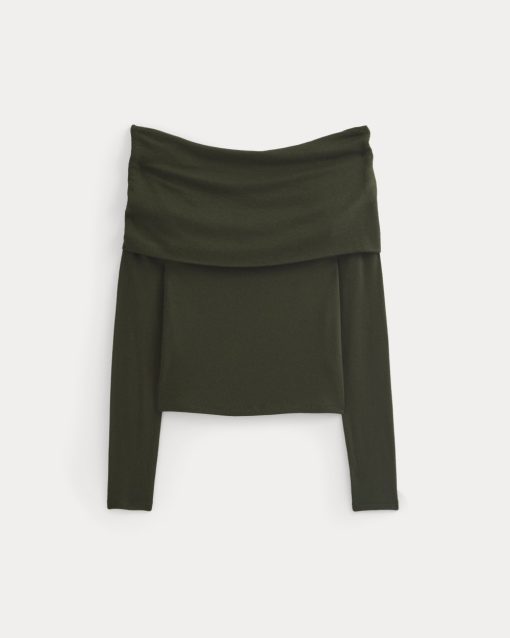 Alternative view of The Off-the-Shoulder Top in Butterluxe | Dark Green