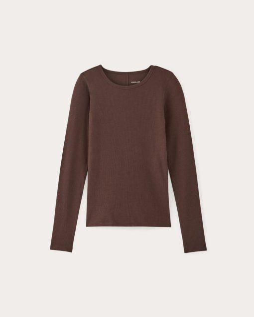 Alternative view of The Luxe Rib Long-Sleeve Crew | Dark Mahogany