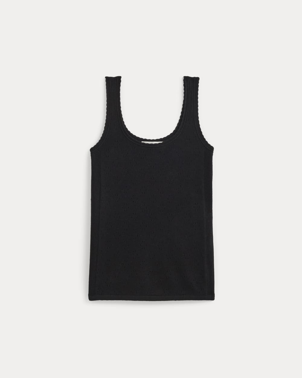 Lace-Trimmed Tank in Fine Linen | Black - Image 2