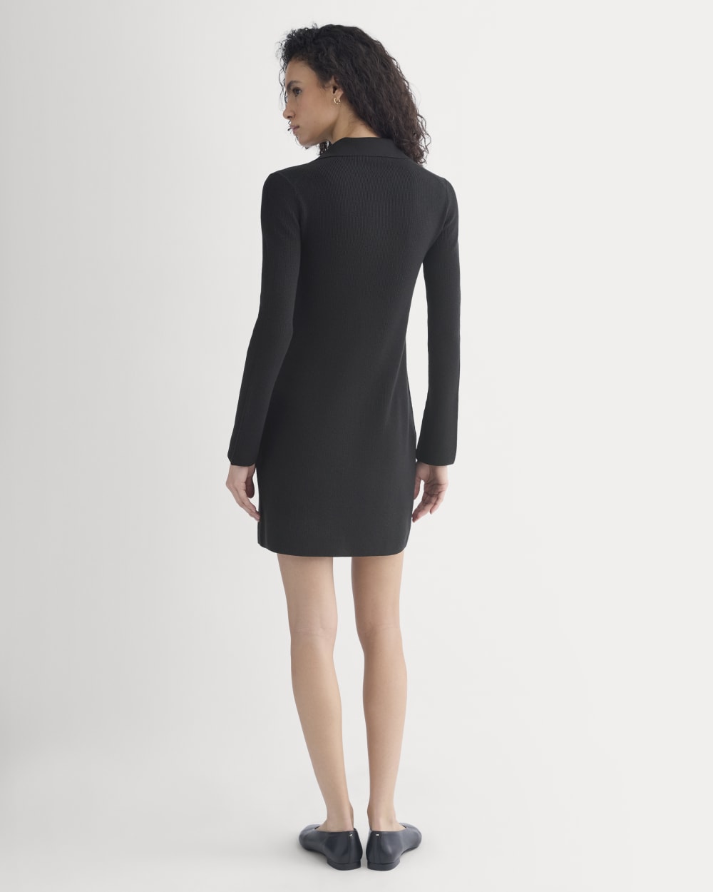 Knit Quarter-Zip Polo Dress | Black - Image 5