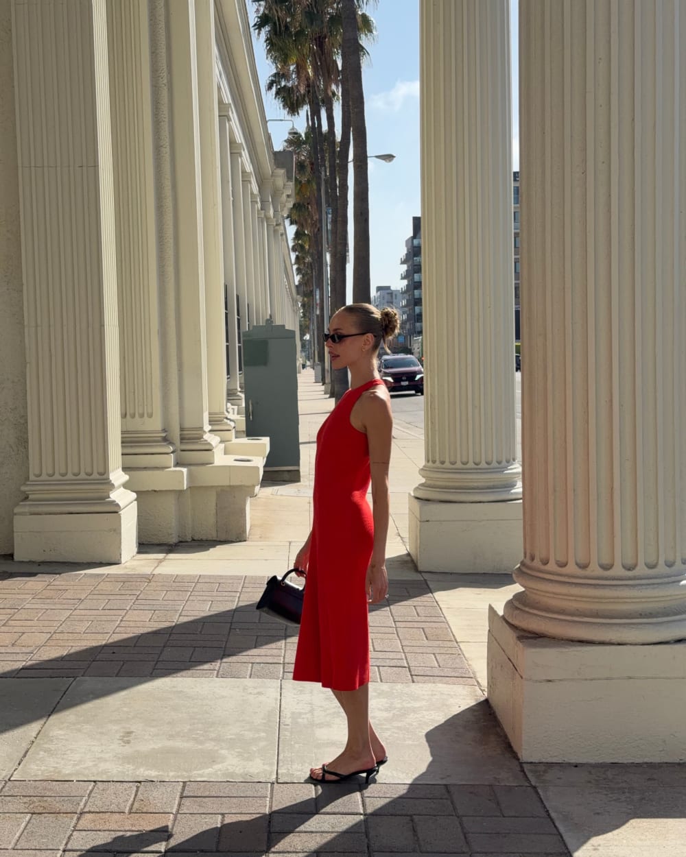 Cutaway Ribbed Midi Dress | Fiery Red - Image 3