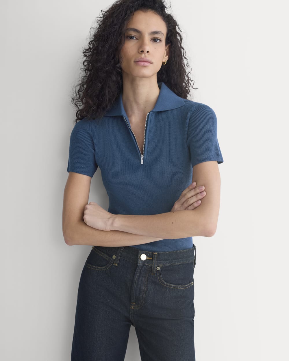 Knit Quarter-Zip Polo | Estate Blue - Image 5