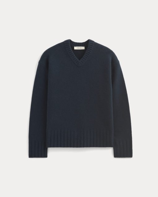 Alternative view of V-Neck Sweater in Extrafine Luxe Merino | Navy