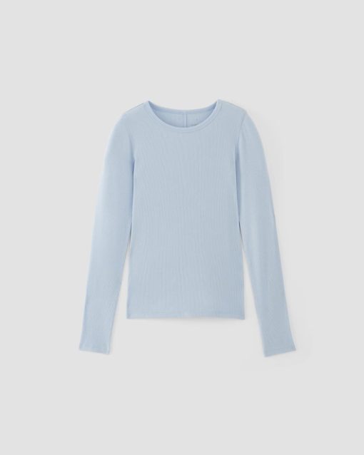 Alternative view of The Luxe Rib Long-Sleeve Crew | Chambray Blue