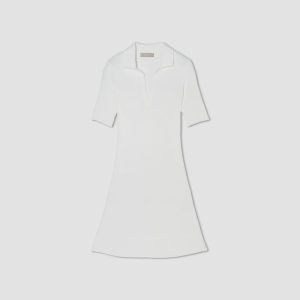 Alternative view of The Ribbed Short-Sleeve Polo Dress | White
