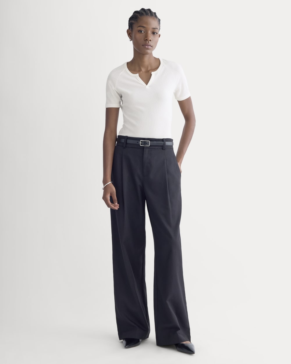 The Shimmy V-Neck Top | Bone - Image 3